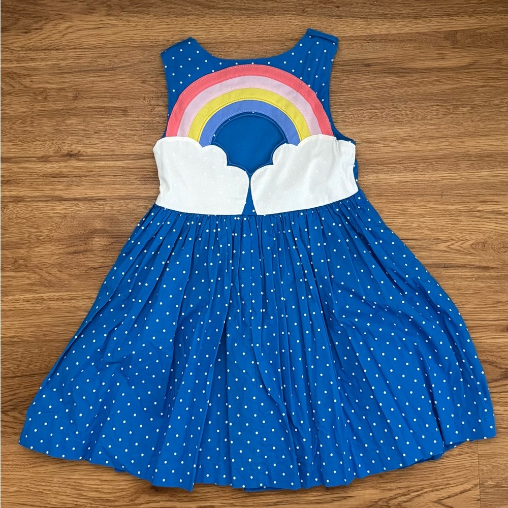 Mini Boden Rainbow Appliqué Back Dress Size 5-6